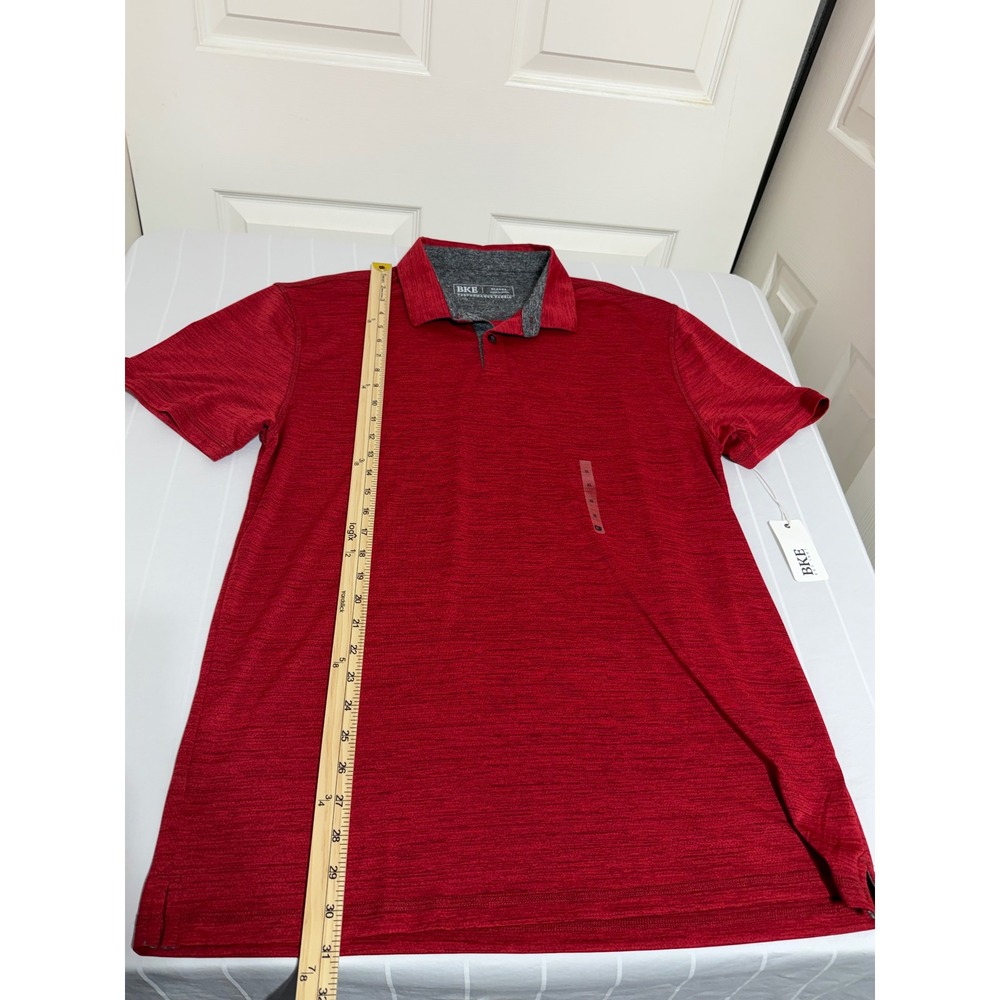 BKE Performance Fabric Polo Shirt Mens XL Red Space Dye Heather Short Sleeve New - Picture 3 of 5